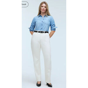 Madewell Cream Curvy Straight Leg Jeans